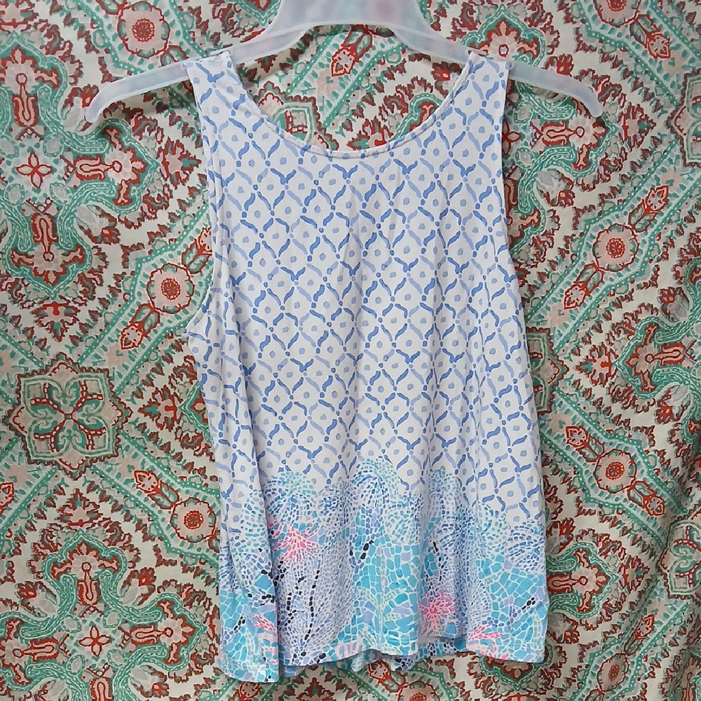 Lilly Pulitzer Kristen Sea La Vie Geometric Tank Top, Size S - Picture 5 of 9